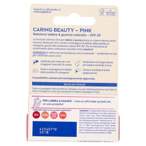 Labello Caring Beauty Lip & Cheek Pink SPF 30 4,8 g